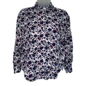 Vintage Floral Button Up Blouse Shirt Floral Flower Pattern Ki Ko Mo Grandmacore